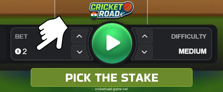 Set your bet amount in Cricket Road India